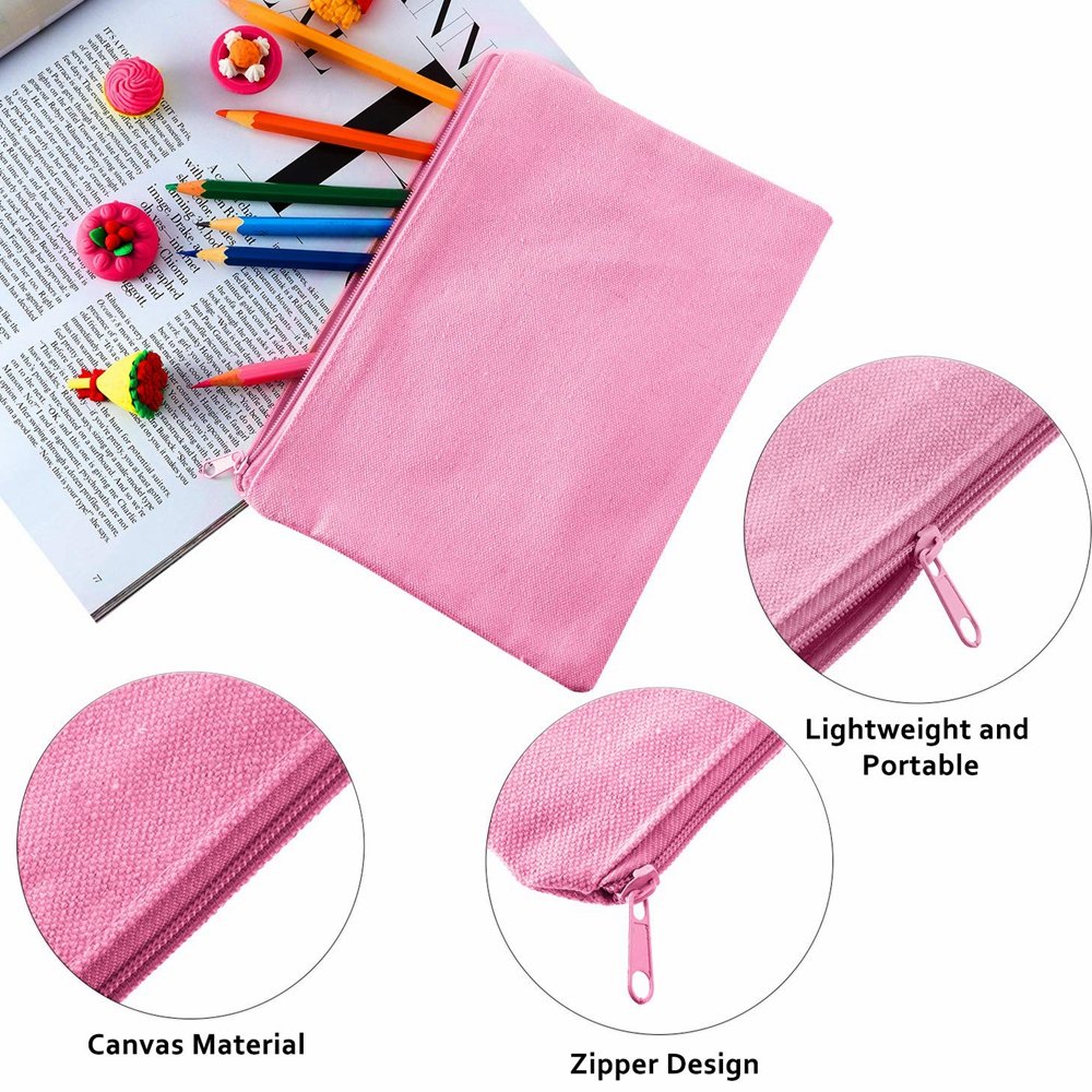 2024 Wholesale Blank Plain Cotton Canvas Cosmetic Bag Customized Travel Cotton Canvas Makeup Bag For Women