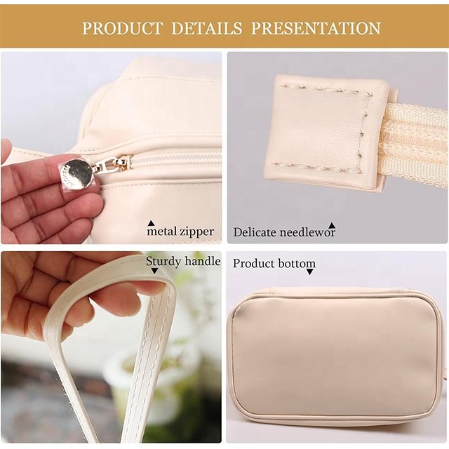 BSCI Custom Makeup Bag Leather Double Layer Large Cosmetic Organizer Bag Travel Accessories Toiletry Bag