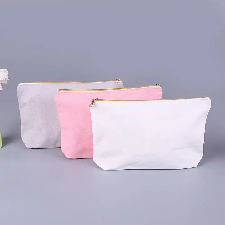 Promotional Custom Logo Print Washable Zipper Makeup Pouch Cotton Canvas Reusable Make Up Cosmetic Bags With Personal Logo