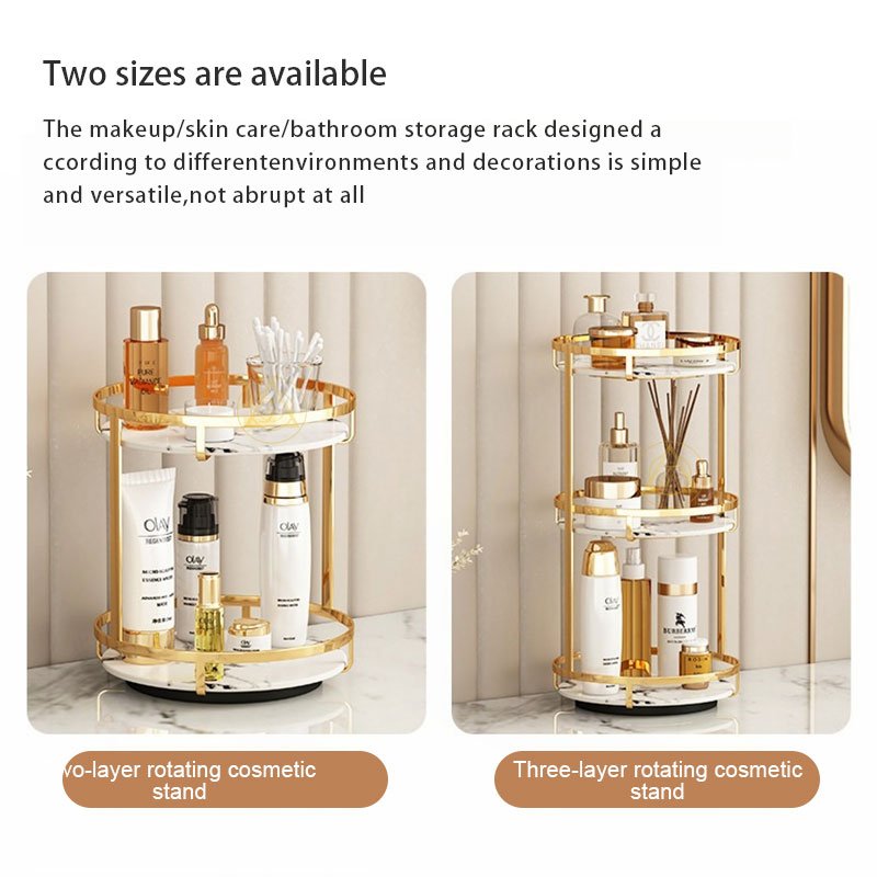 Vanity Spinning Dresser Holder Luxury Gold 3 Tier bathroom Shelf 360 Rotating Makeup Organizer Cosmetic Storage Display Rack