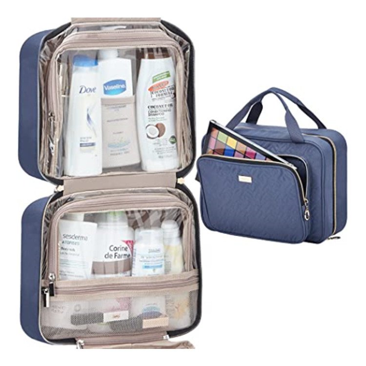 Private Label Cosmetic Bags Cases Makeup Bag Travel Essentials Organizer Toiletry Make up Bag with Hanging Hook