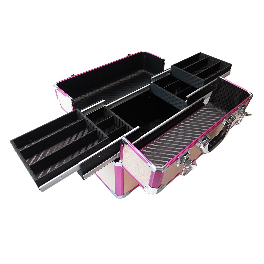 Female Travel Kit Bag Makeup Carrying Case Quality Travel Brush Make Up Box Aluminum Alloy Travel Makeup Bag Cosmetic Bag