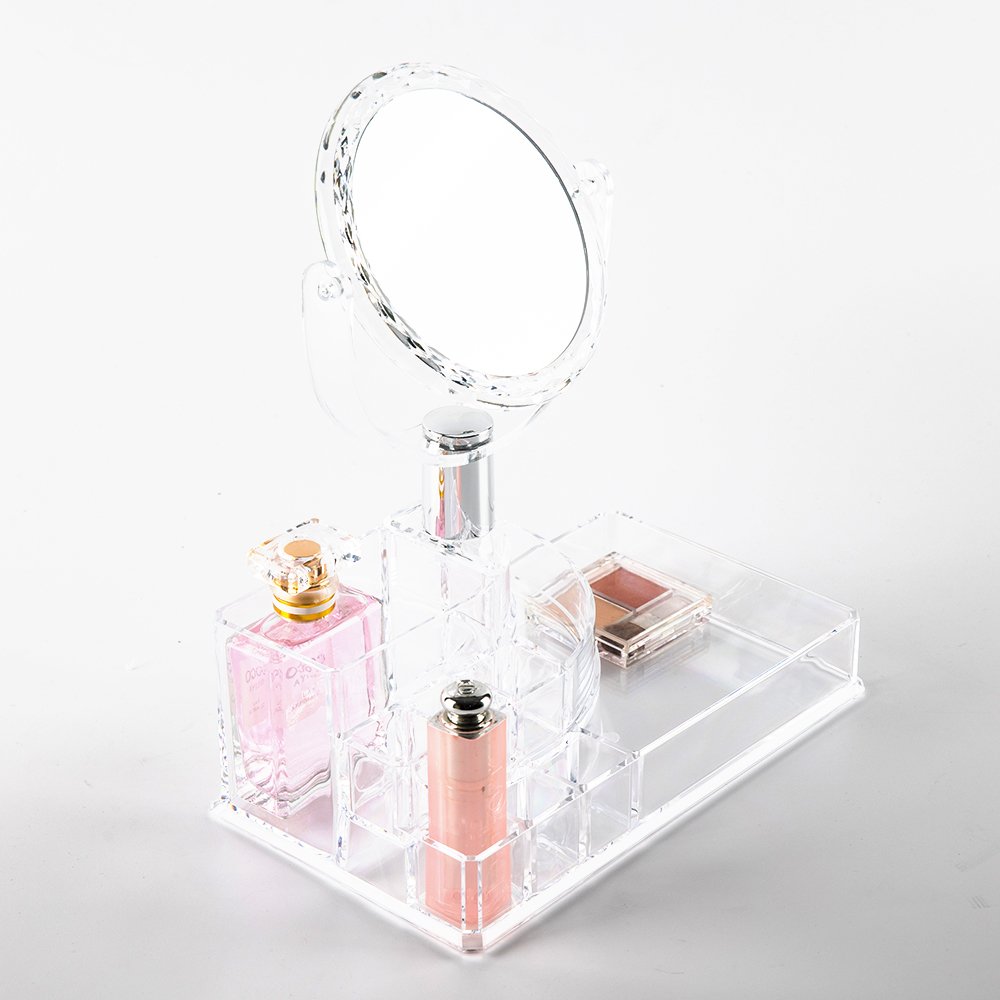 Acrylic Cosmetic makeup organizer with mirror Box Easily Organize Cosmetics Jewelry Hair Accessories Cosmetic Organizer