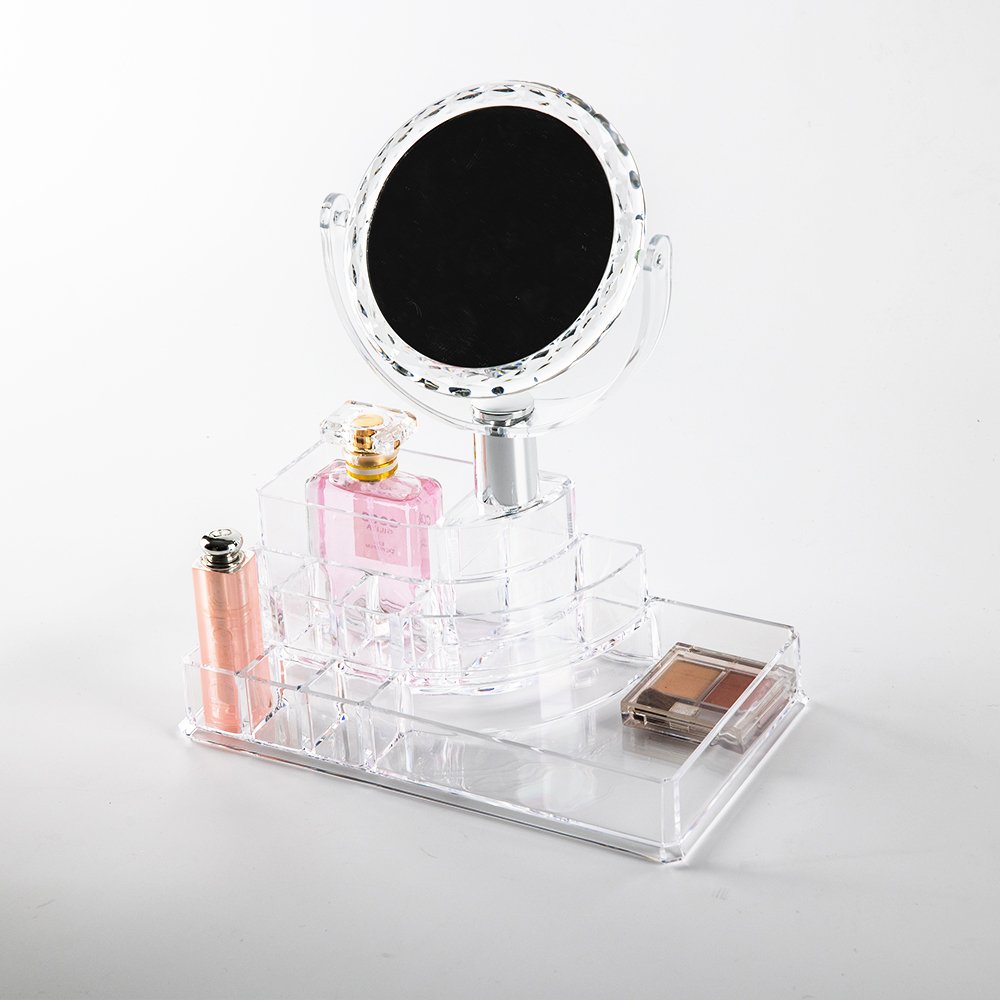 Acrylic Cosmetic makeup organizer with mirror Box Easily Organize Cosmetics Jewelry Hair Accessories Cosmetic Organizer