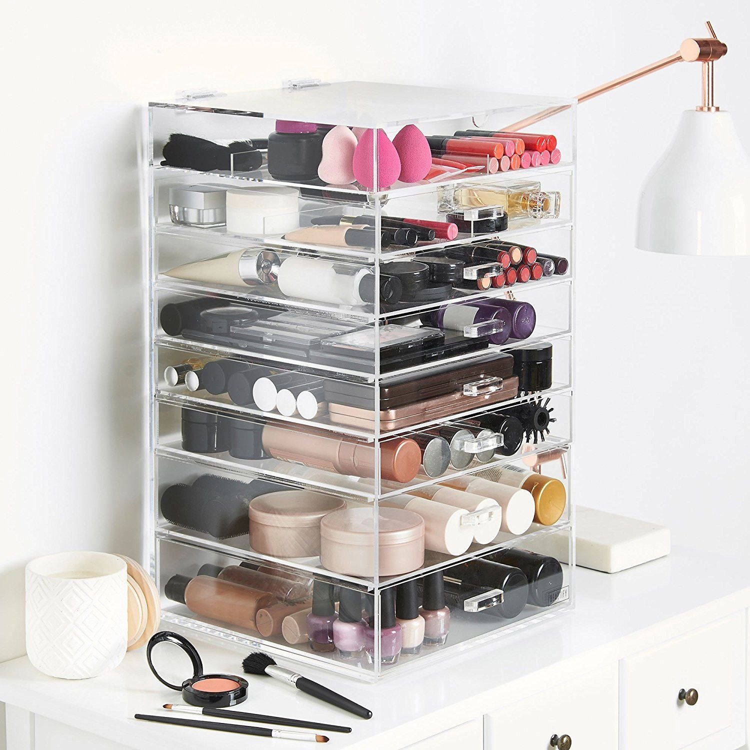 Multiple tiers transparent acrylic organizer for makeup pens stationary and other essentials at best prices Makeup Storage Box