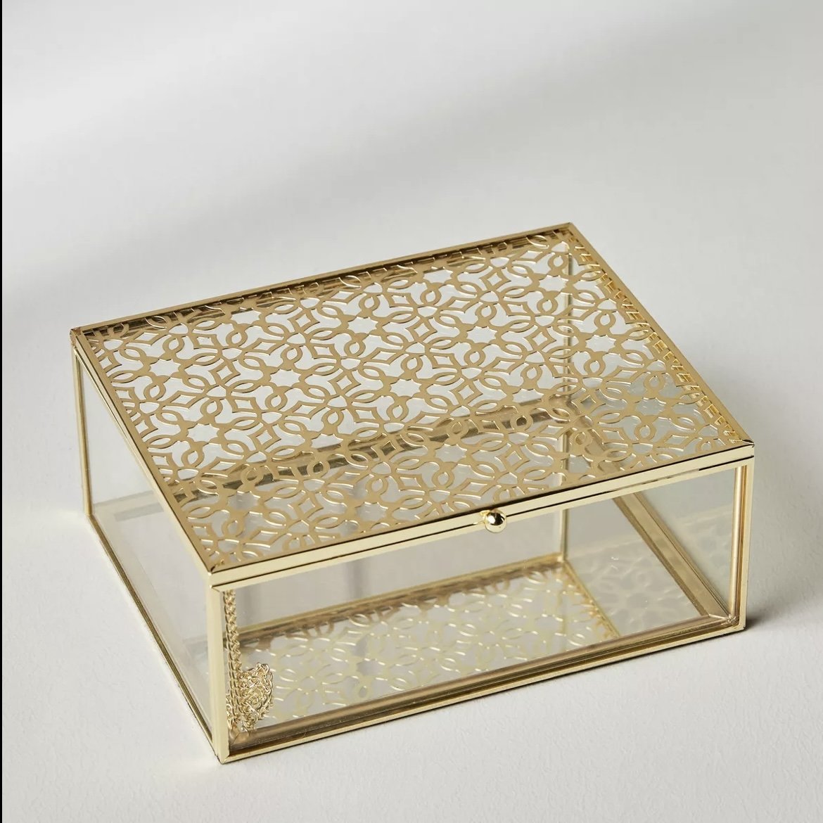 Glass Jewelry Storage Box with Mirror Base Elegant Jewellery Organizer and Accessories Storage Box