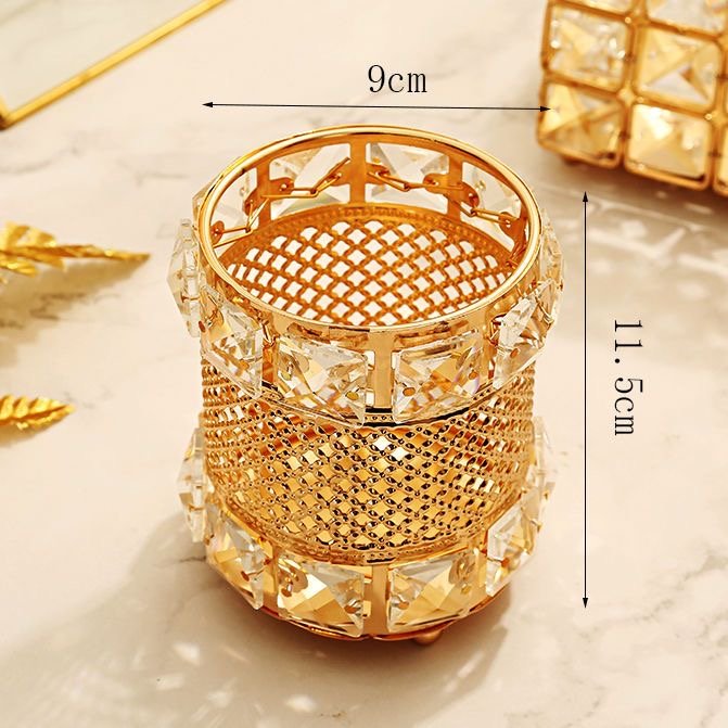 Cheap Factory Price Metal Luxury Gold Metal makeup brush holder Organizer brushes crystal make up brush organizer