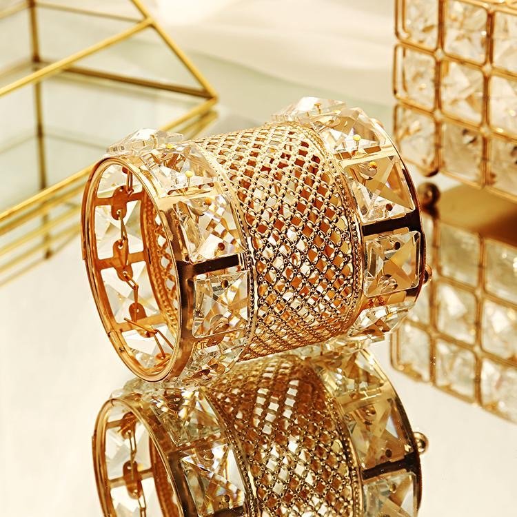 Cheap Factory Price Metal Luxury Gold Metal makeup brush holder Organizer brushes crystal make up brush organizer