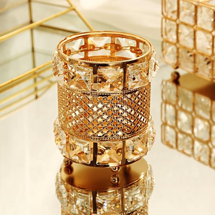 Cheap Factory Price Metal Luxury Gold Metal makeup brush holder Organizer brushes crystal make up brush organizer