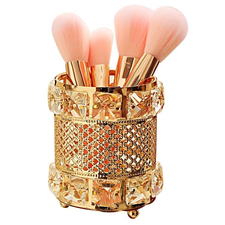 Cheap Factory Price Metal Luxury Gold Metal makeup brush holder Organizer brushes crystal make up brush organizer