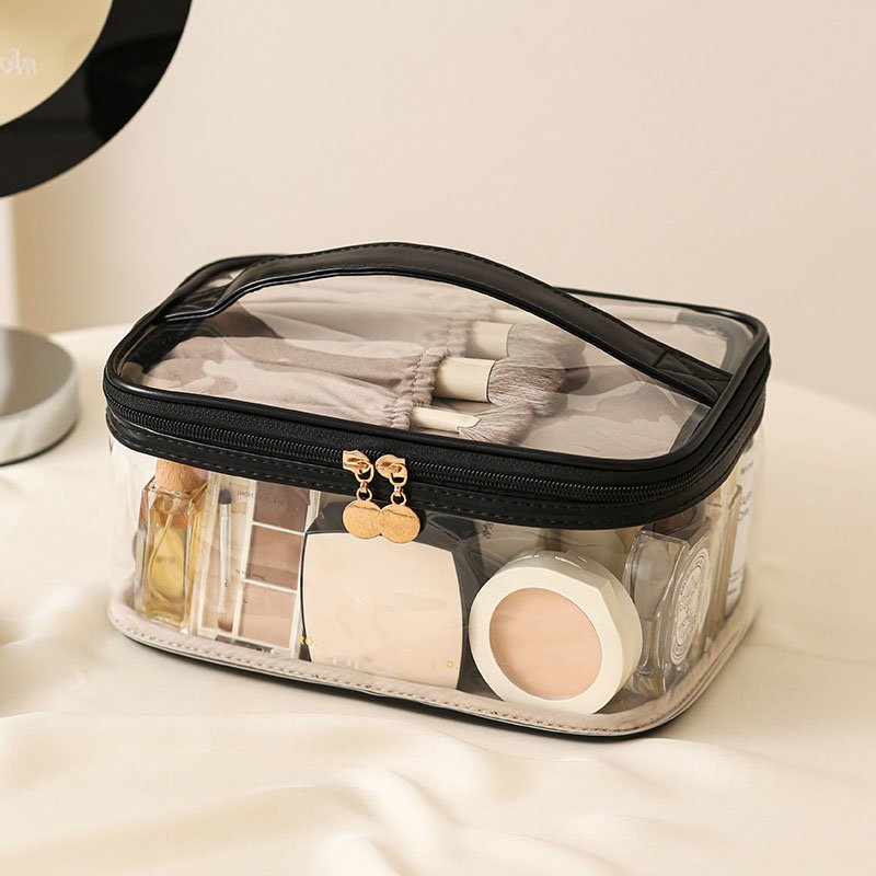 Custom Waterproof Portable Clear Zipper Makeup Pouch Organizers Travel Cosmetic Bag