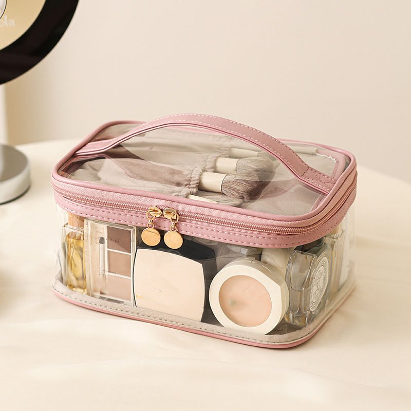 Custom Waterproof Portable Clear Zipper Makeup Pouch Organizers Travel Cosmetic Bag