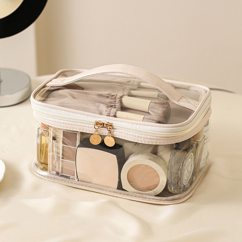 Custom Waterproof Portable Clear Zipper Makeup Pouch Organizers Travel Cosmetic Bag