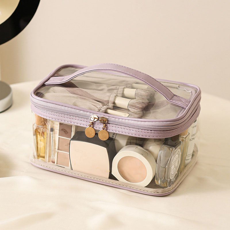 Custom Waterproof Portable Clear Zipper Makeup Pouch Organizers Travel Cosmetic Bag