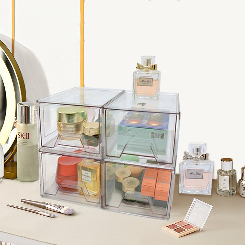 Acrylic Clear Transparent Stackable Bathroom Makeup Cosmetic Perfume Organizer Storage Box With Drawer