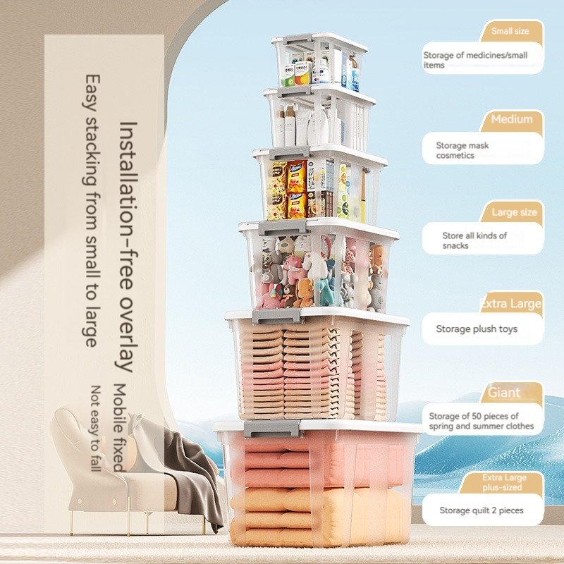 Box & Bin Household Item Container Makeup Organizer Plastic Home Organization Transparent Bedroom Finishing Storage Boxes