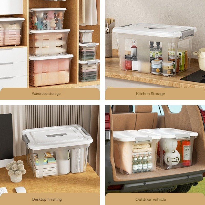 Box & Bin Household Item Container Makeup Organizer Plastic Home Organization Transparent Bedroom Finishing Storage Boxes