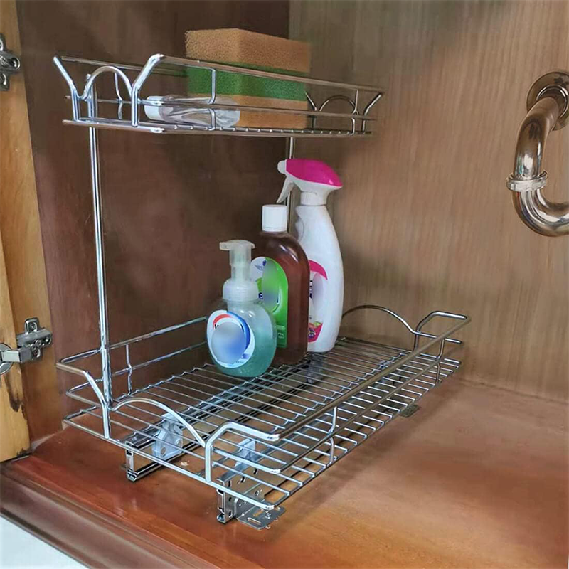 Professional Factory High Quality 2 Tier 2Pack Under Sink Organizers And Storage Cabinet Shelf Organizer