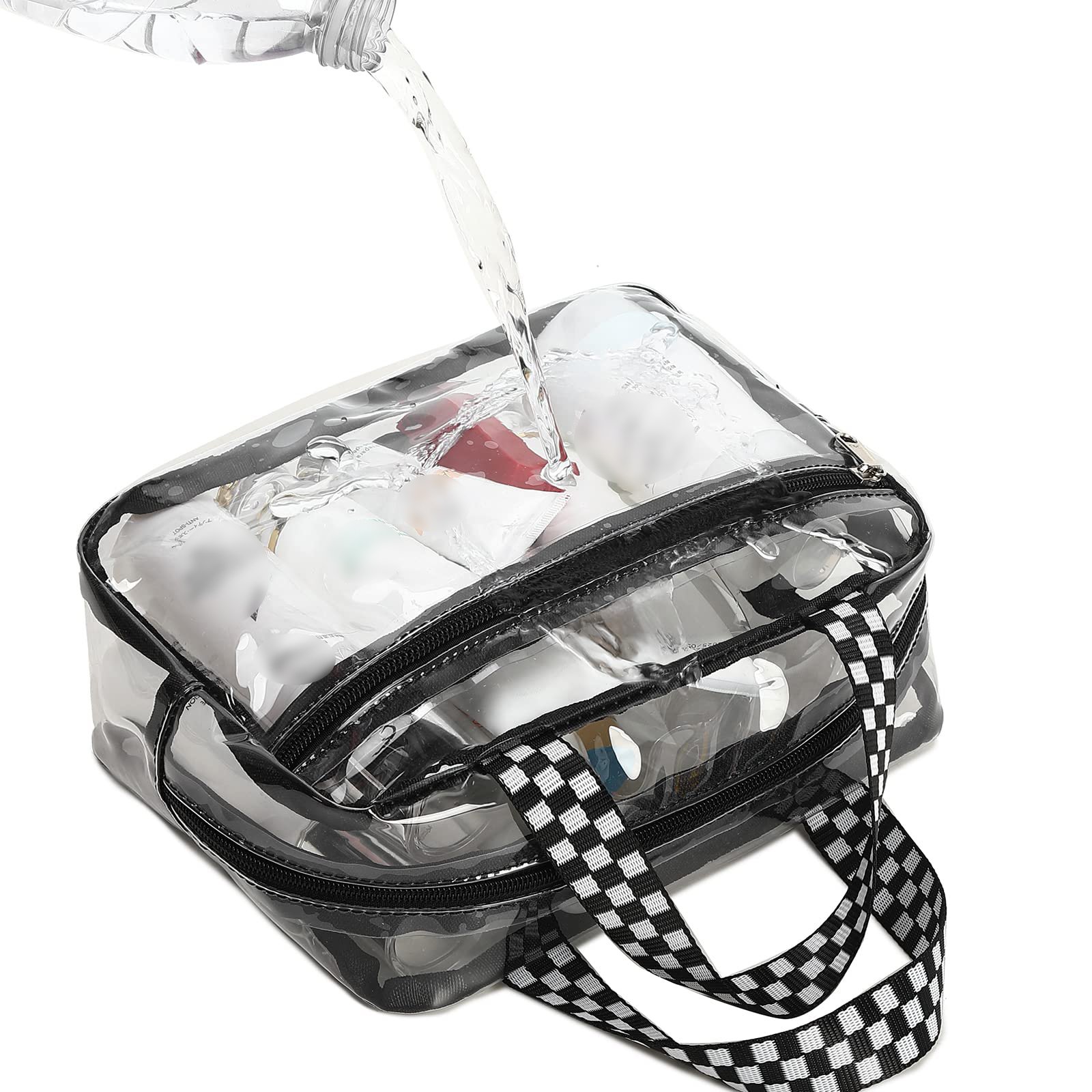 Custom Pvc Gym Travel Toiletry Tote Bag Large Transparent Cosmetic Organizer Zipper Pouch Purse Clear Makeup Bag 8x7 Inches