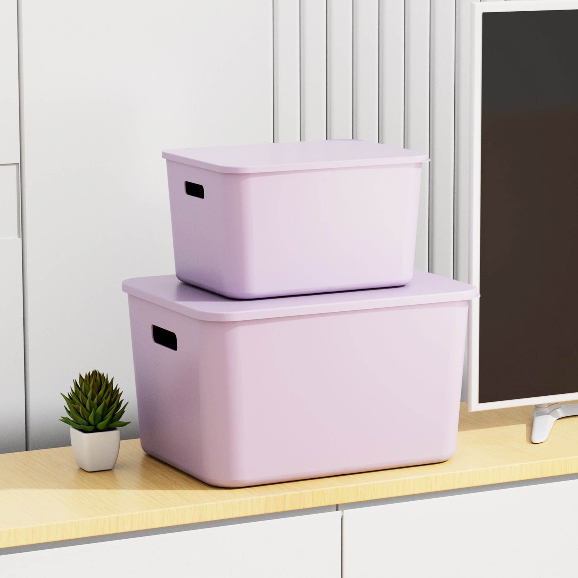Organizer Collection Baskets with Handle Space Saving Multi-purpose Storage Box