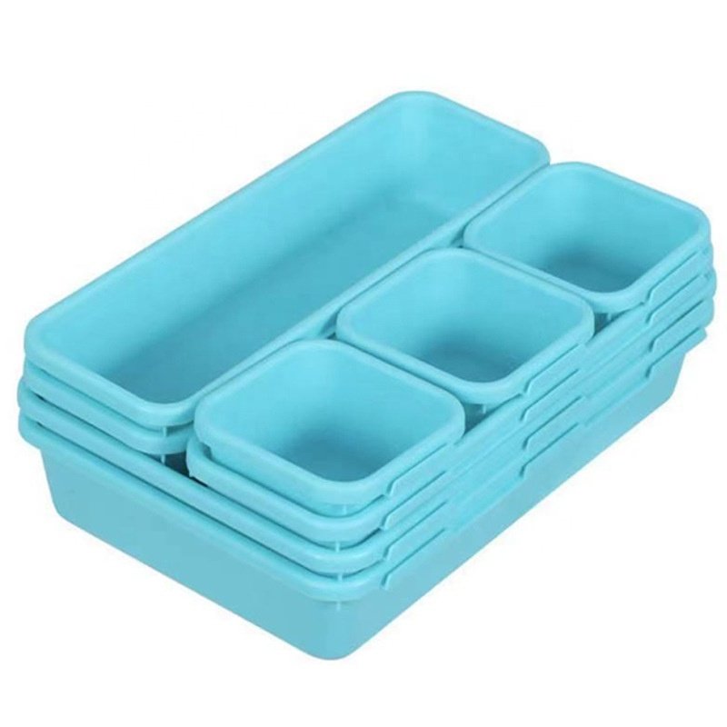 Home Multifunction Plastic Bathroom makeups Cosmetic Jewelry Storage Bins Boxes 8pcs Desk Drawer Organizer