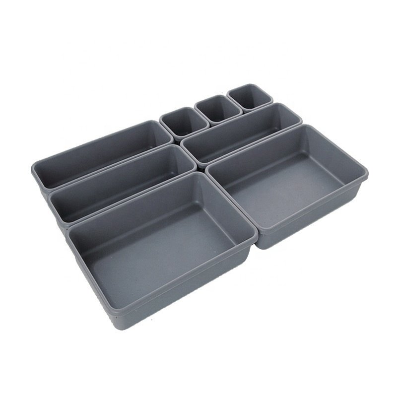Home Multifunction Plastic Bathroom makeups Cosmetic Jewelry Storage Bins Boxes 8pcs Desk Drawer Organizer