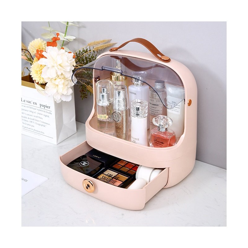 Cosmetic desk storage box lotions display case egg shape gift choice tray plastic makeup organizer with handle