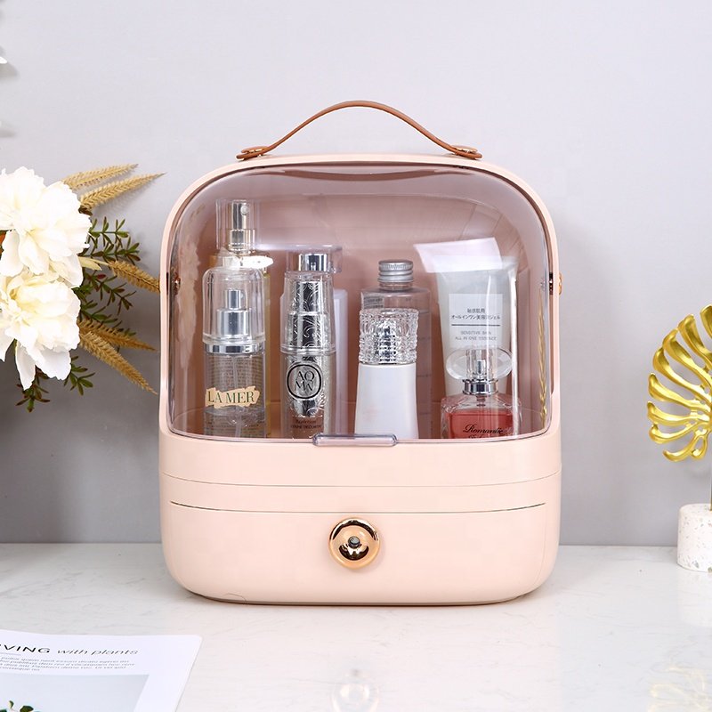 Cosmetic desk storage box lotions display case egg shape gift choice tray plastic makeup organizer with handle