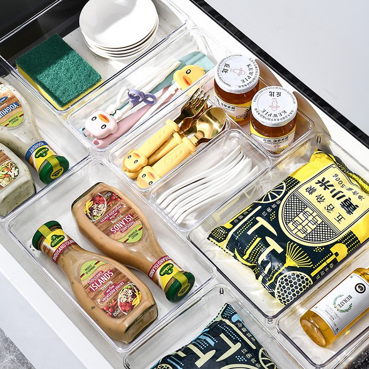 Multiple Sizes Bathroom Vanity Cosmetic Makeup Trays Dresser Desk Drawer Dividers Drawer Organizer Set