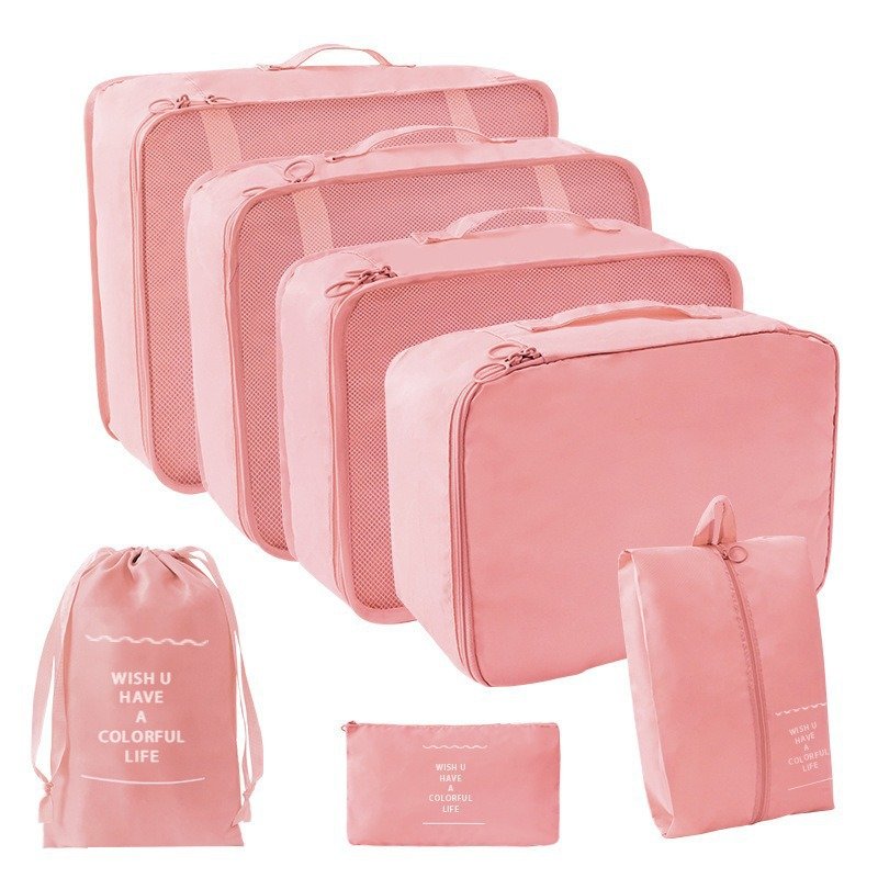 Hot Sell 7 Pcs Set Wholesale Black White Luggage Travel Organizer Packing Cubes
