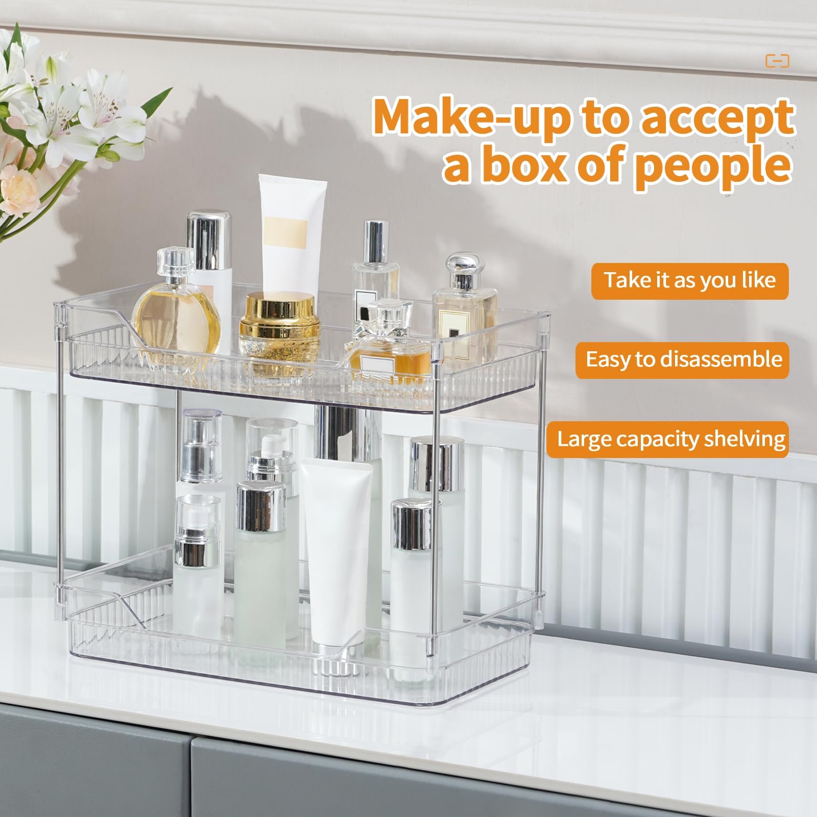 Hot Sale Quality Clear Bathroom Counter Organizer Skincare Organizers Makeup Organizer
