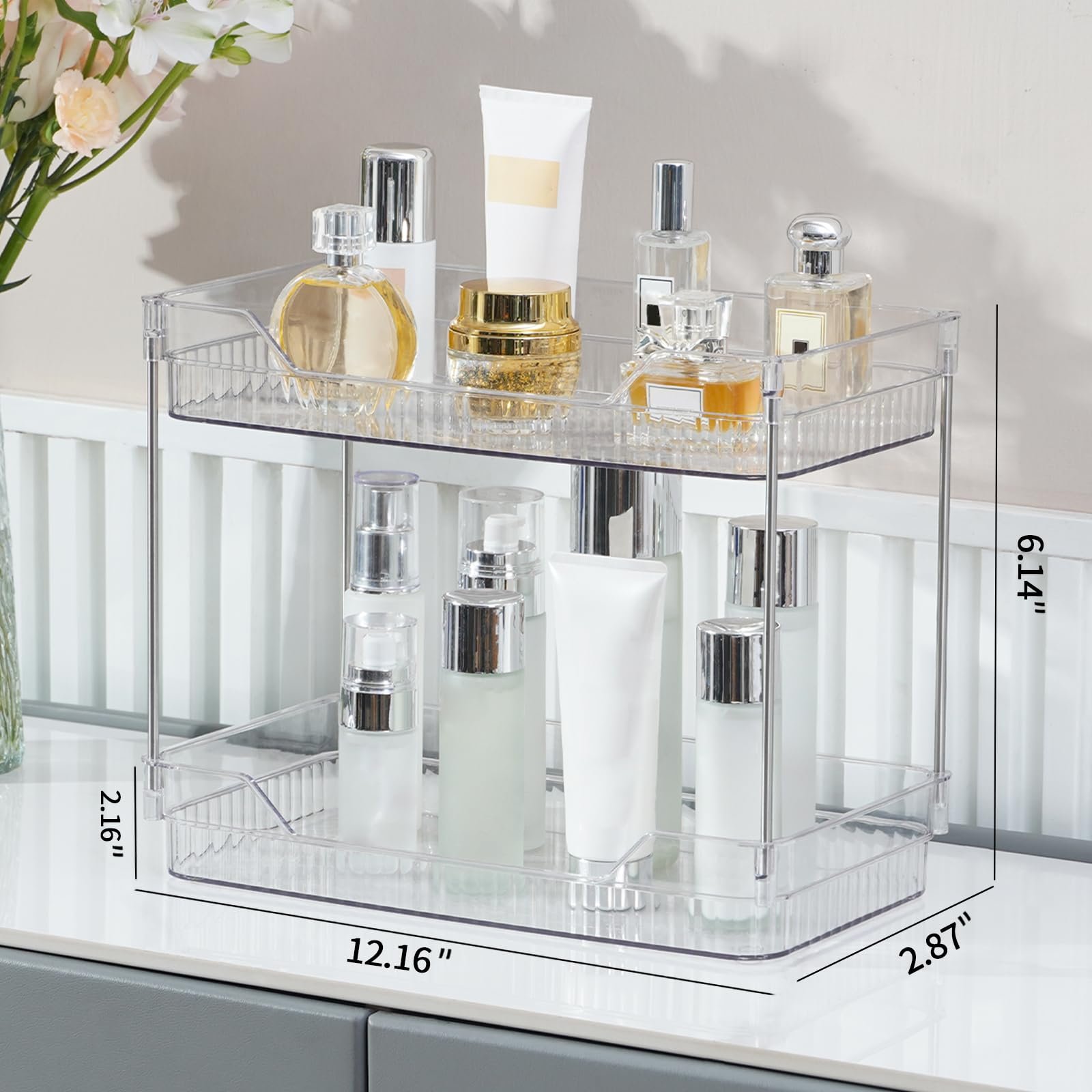 Hot Sale Quality Clear Bathroom Counter Organizer Skincare Organizers Makeup Organizer