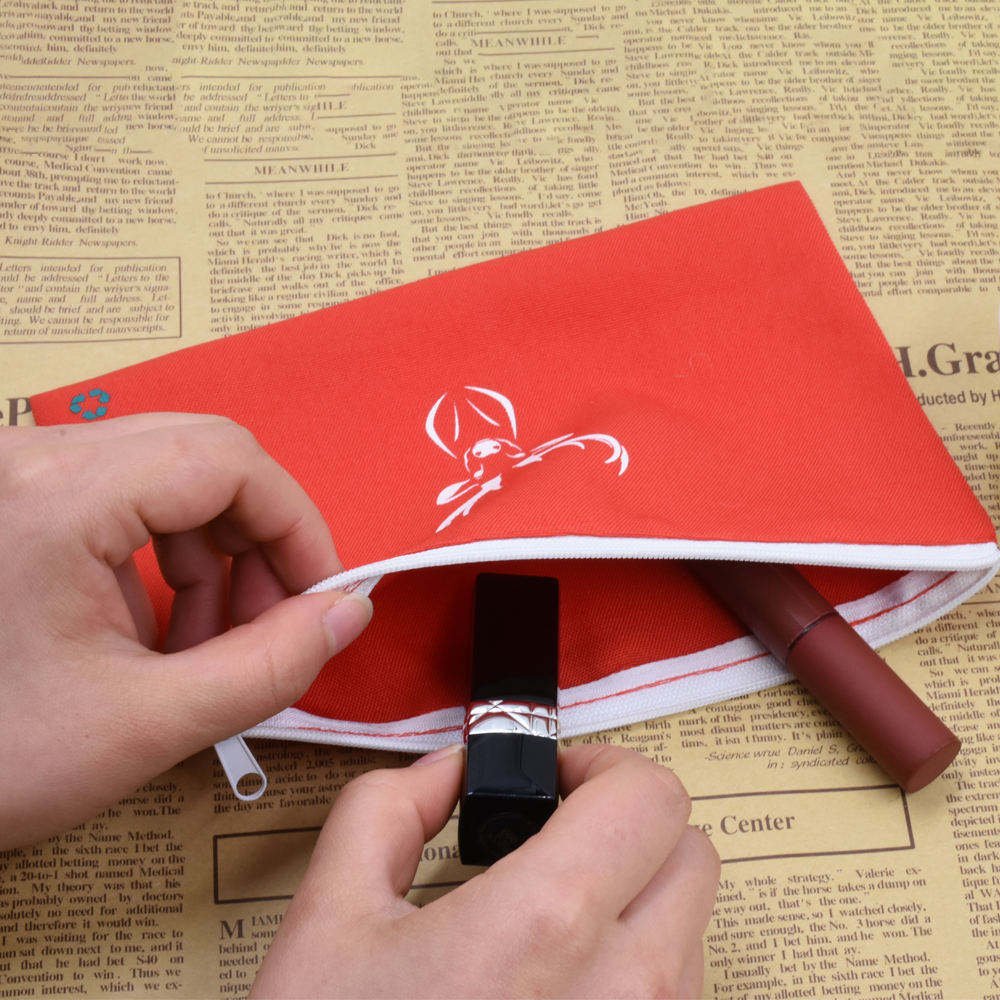 China Factory Cosmetic Bag Custom Logo Cosmetic Pouch Red Zipper Portable Lipstick Cosmetic Bags
