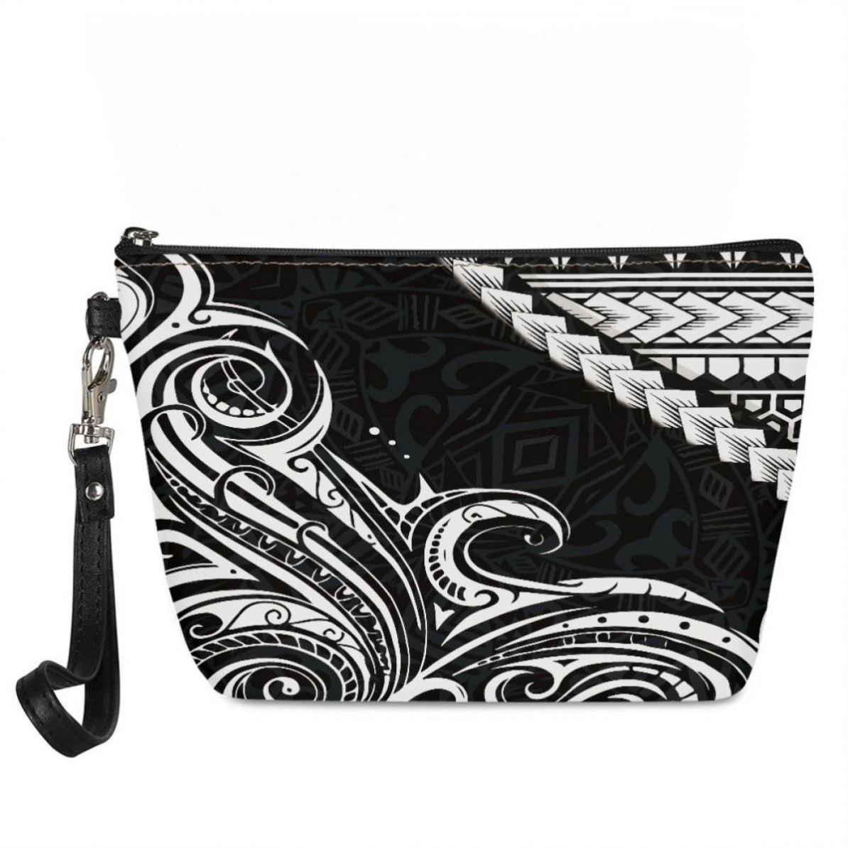 Cosmetics Makeup Bag Travel Pouch Polynesian Tribal Purple and White Pattern 2024 Custom Hot Sell Necessaires Lightweight