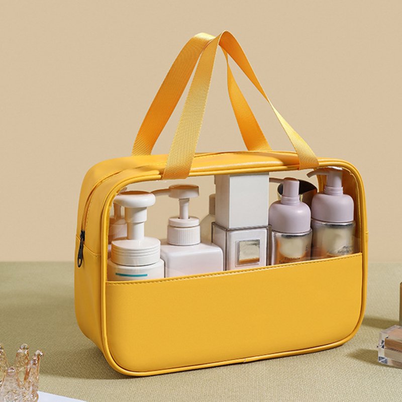 New Style Contrast Color Transparent Waterproof Cosmetic Bag Large Capaity Travel Toiletry Storage Bag