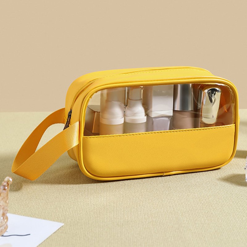 New Style Contrast Color Transparent Waterproof Cosmetic Bag Large Capaity Travel Toiletry Storage Bag