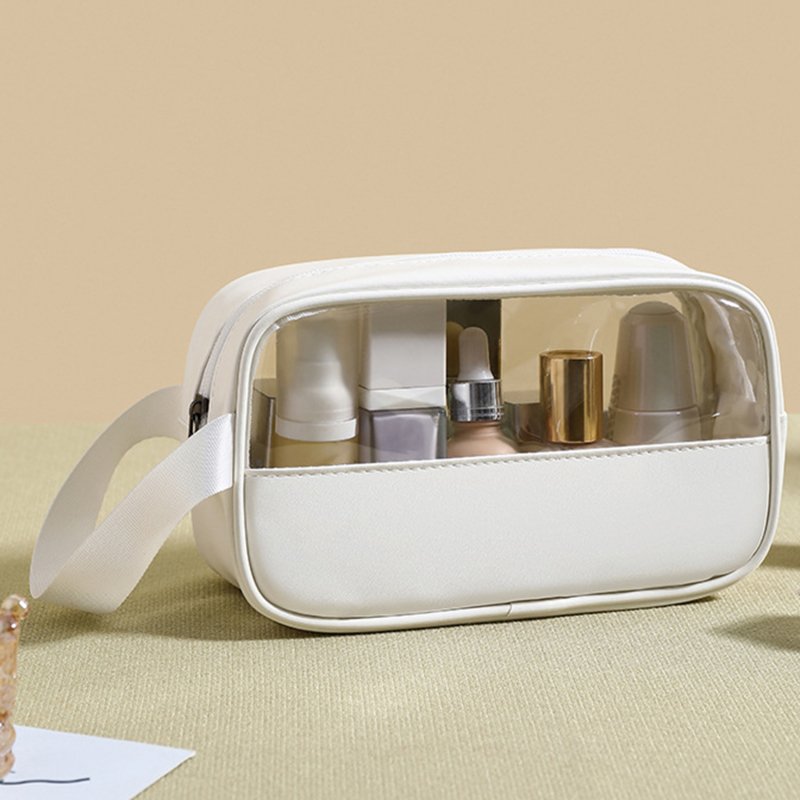 New Style Contrast Color Transparent Waterproof Cosmetic Bag Large Capaity Travel Toiletry Storage Bag