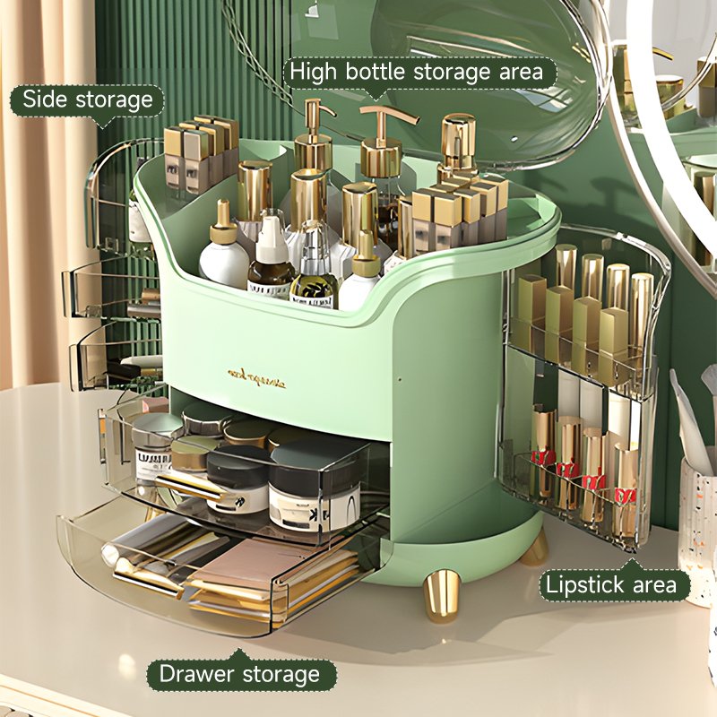 Large Capacity Plastic Desktop Make Up Storage Box Makeup Skin Care Organizer Container with Drawers Lid