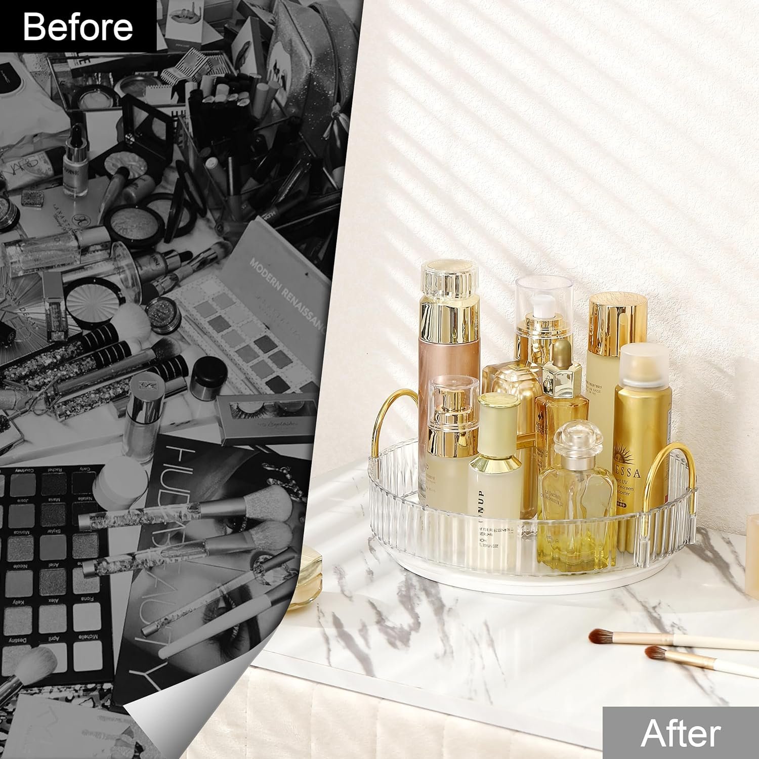 360 rotating makeup organizer for bathroom vanity shelf bathroom countertop organizer holder cosmetics storage box