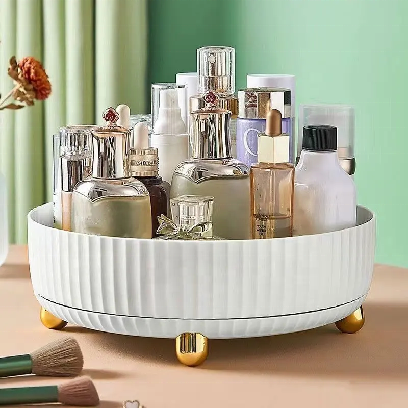 360 Degree Rotating Plastic Makeup Desktop Organizer Perfume Organizers And Storage Rack