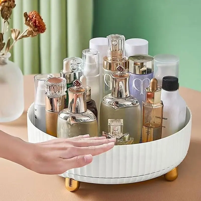 360 Degree Rotating Plastic Makeup Desktop Organizer Perfume Organizers And Storage Rack