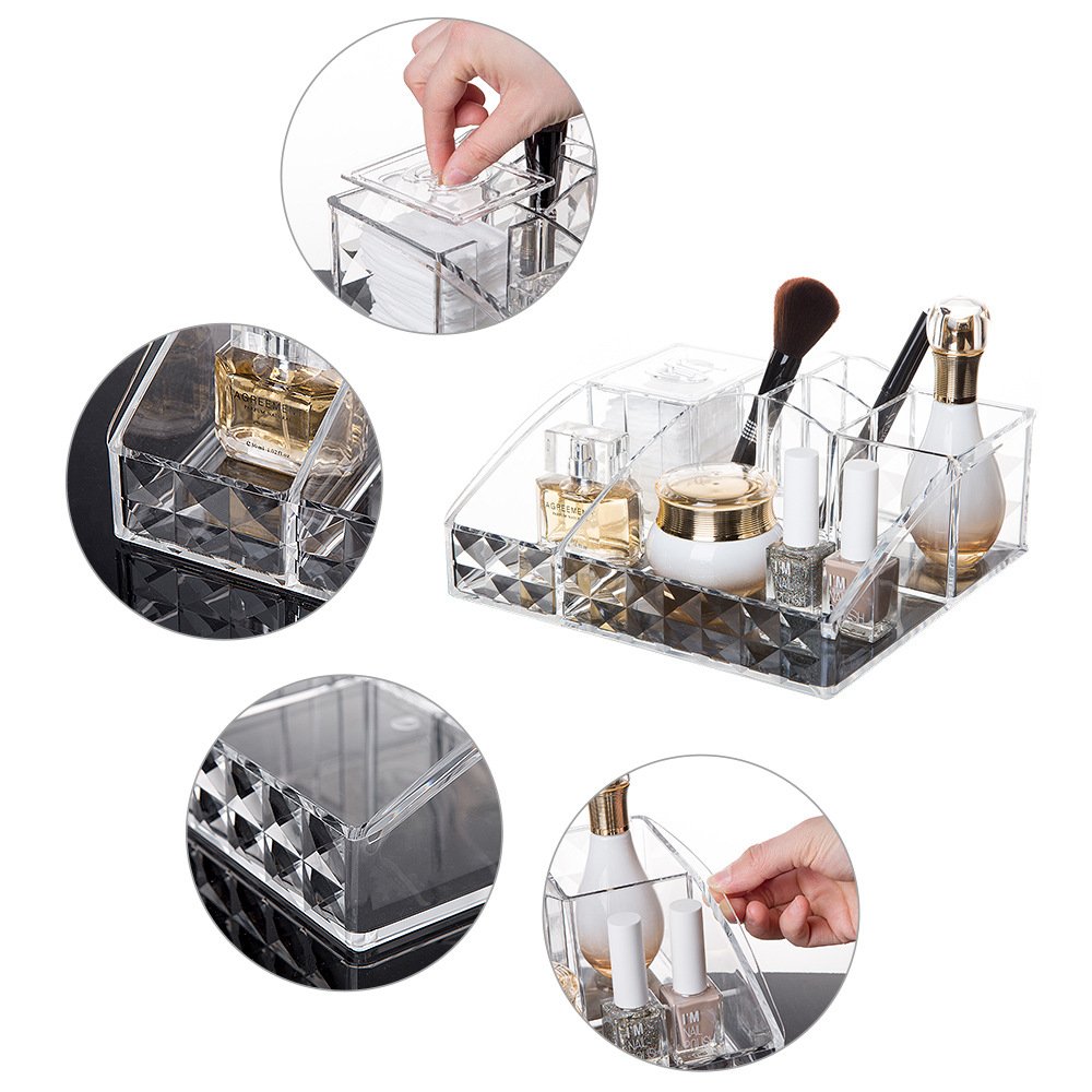 Factory Best Acrylic Makeup Cosmetic Display Cases Skincare Organizers For Vanity With Best Quality