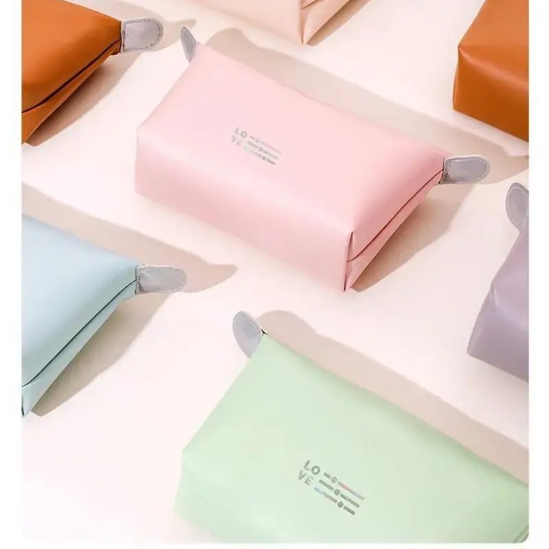 PU leather large opening capacity travel cosmetic bag zipper toiletry makeup bag multi-function travel make up bag