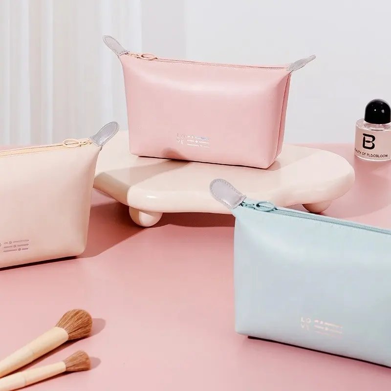 PU leather large opening capacity travel cosmetic bag zipper toiletry makeup bag multi-function travel make up bag