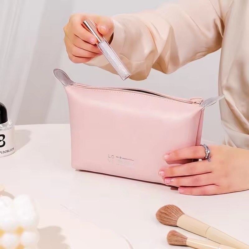PU leather large opening capacity travel cosmetic bag zipper toiletry makeup bag multi-function travel make up bag