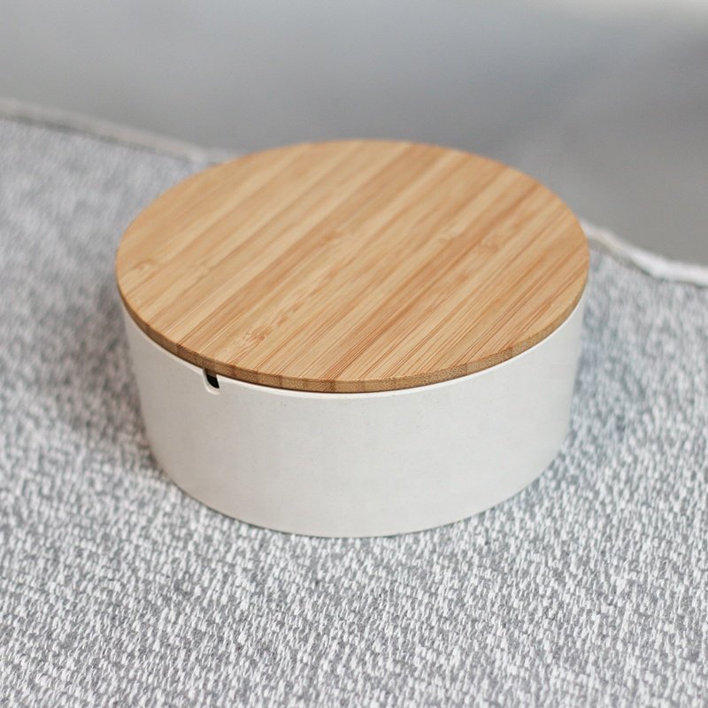 Multifunctional dustproof bamboo wooden bathroom vanity countertop makeup cosmetic jewelry storage box organizer with mirror