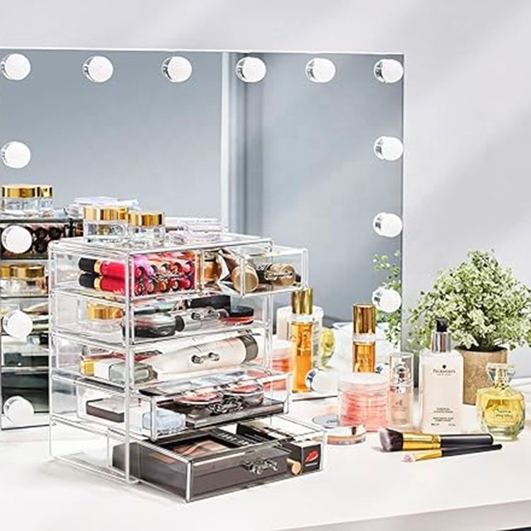 High quality multipurpose customized clear acrylic makeup brush organizer and acrylic storage display box for makeups