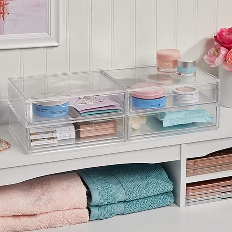 High quality multipurpose customized clear acrylic makeup brush organizer and acrylic storage display box for makeups