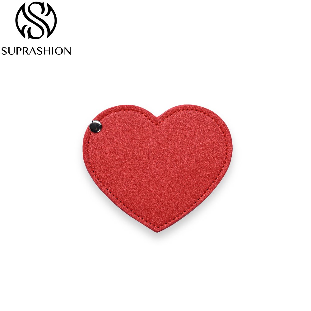 PU leather Folding Beauty Mirror, Love Shape Portable Metal Mirror, Makeup Mirror, Card Pocket Mirror, Student Gift Mirror