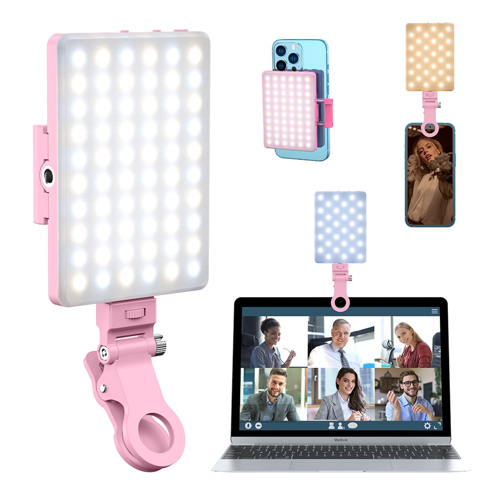 Pink Color Conference Lighting Photography Studio Video Light Led Smartphone Clip Video LED Phone Fill Light for Makeup